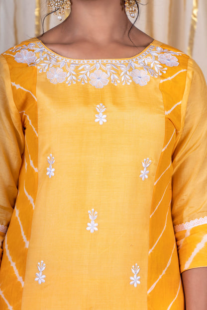 Sunflower Yellow Muslin Silk Kurta-KS291
