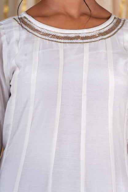 White Muslin Silk Anarkali Kurta -KS294