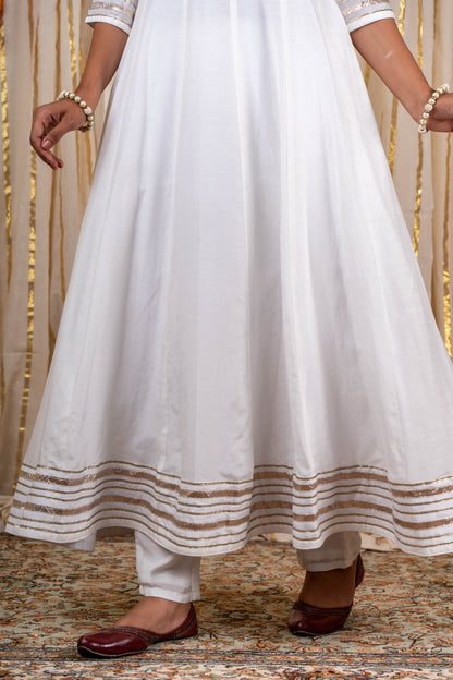 White Muslin Silk Anarkali Kurta -KS294