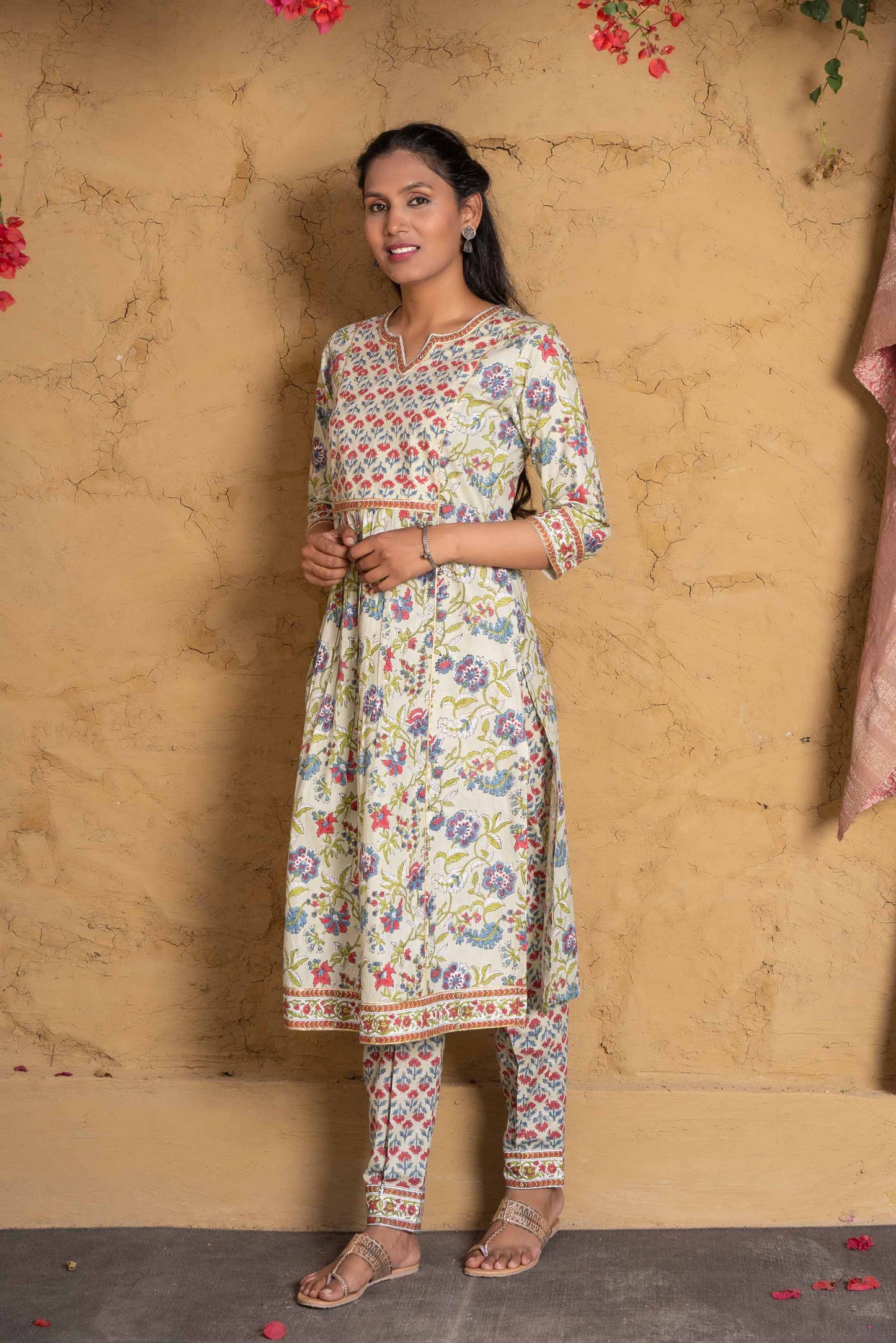 Meadow  Green Block Printed Kurta Set-KS581