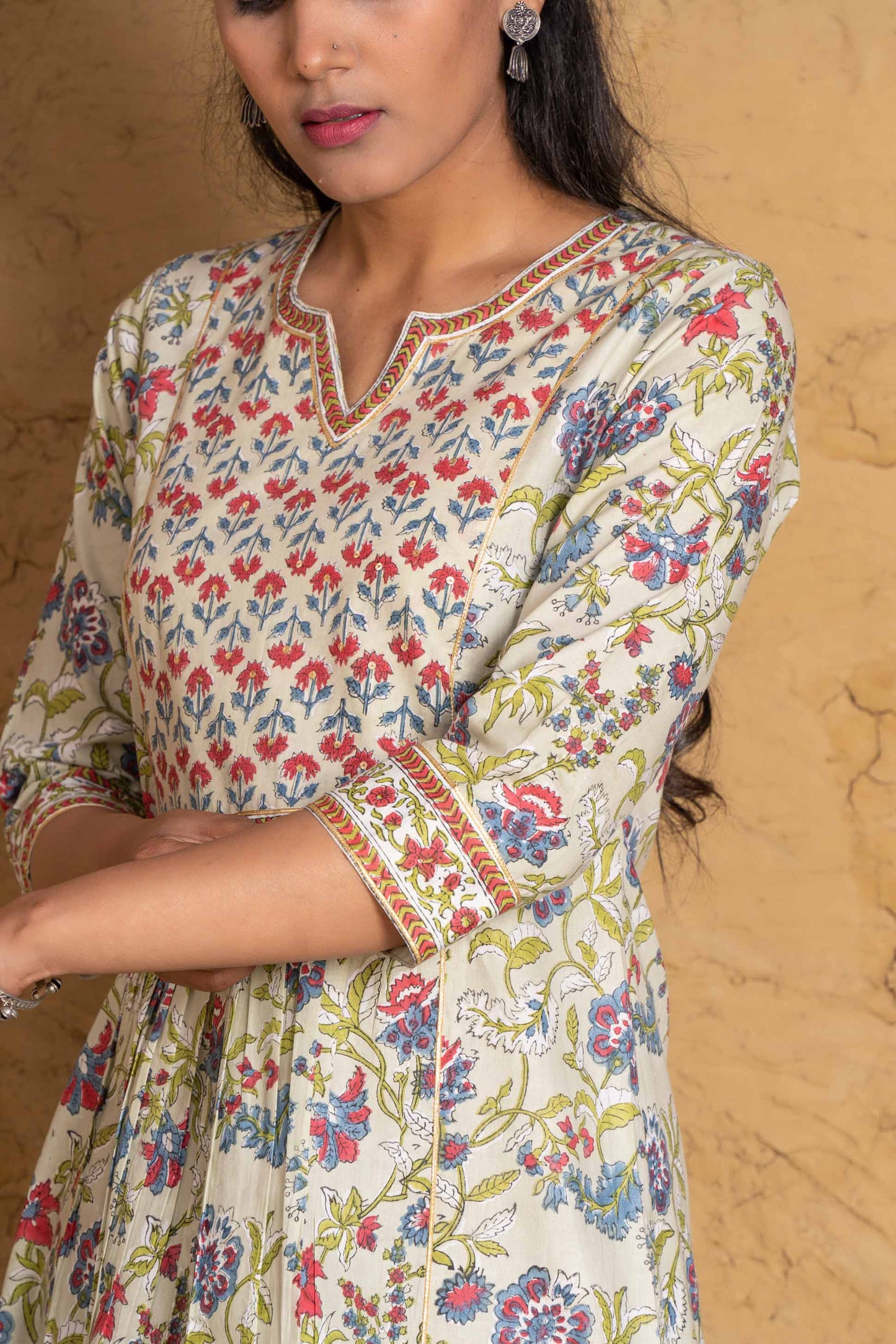 Meadow  Green Block Printed Kurta Set-KS581