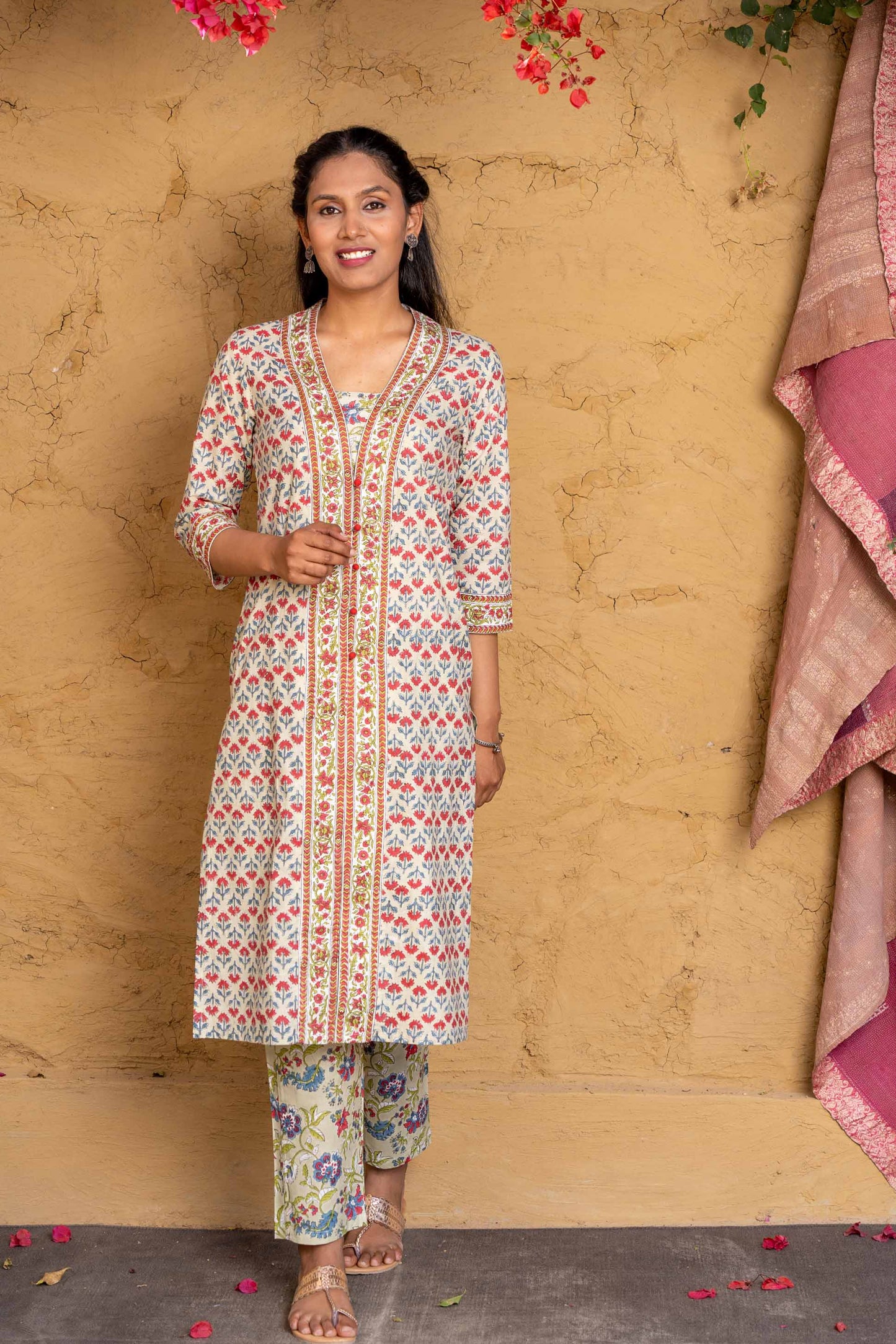 Misty Jade Block Printed Kurta Set-KS584