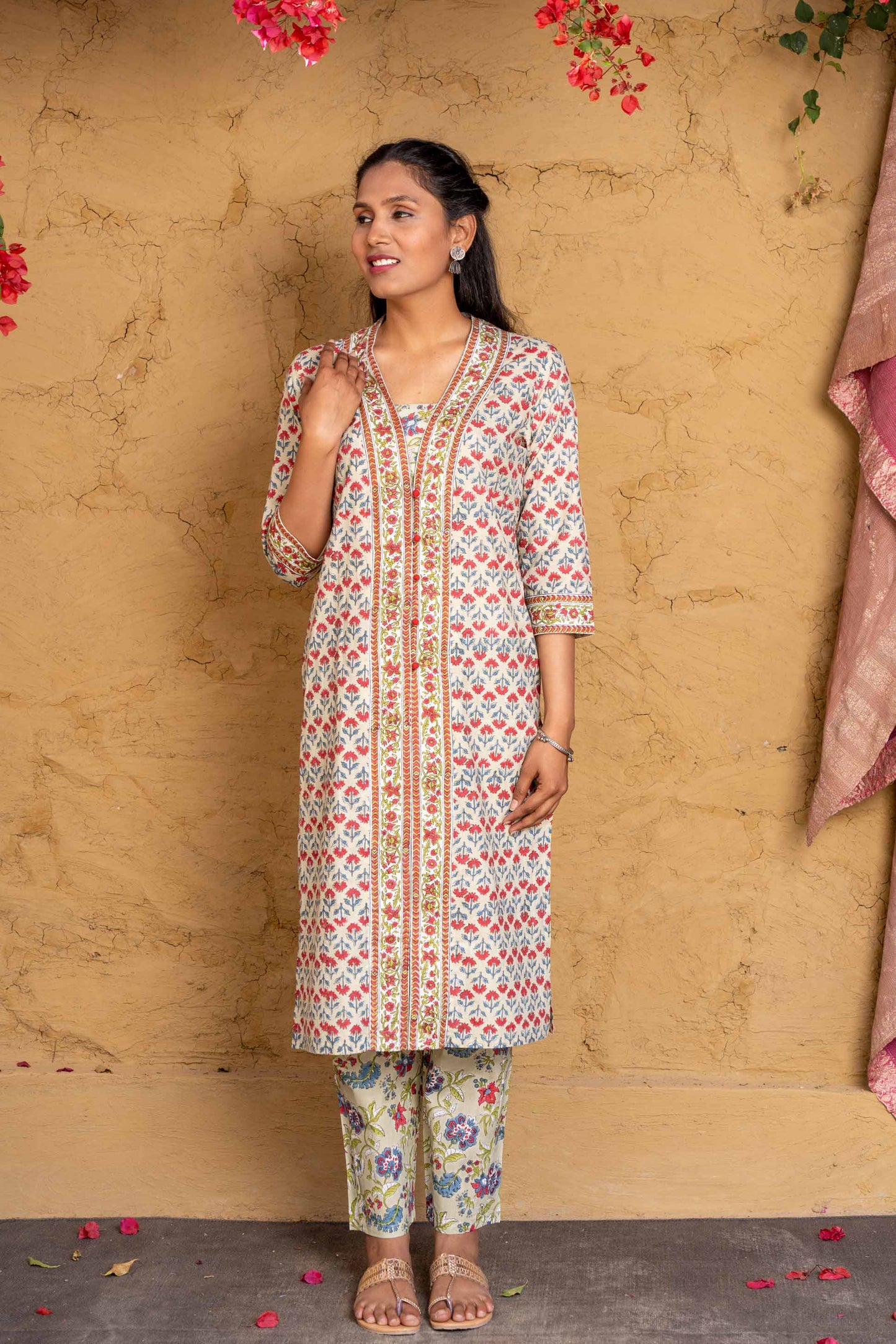 Misty Jade Block Printed Kurta Set-KS584