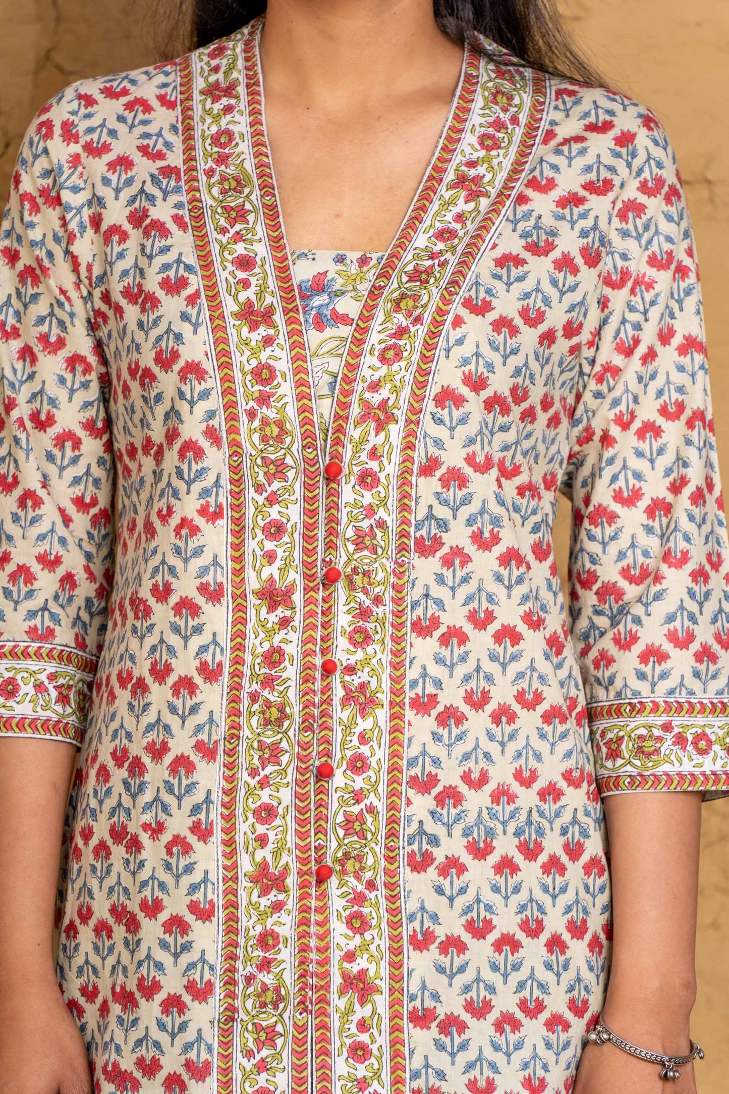 Misty Jade Block Printed Kurta Set-KS584