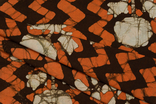 ORANGE BATIK BLOCK PRINTED FABRIC-HF5295