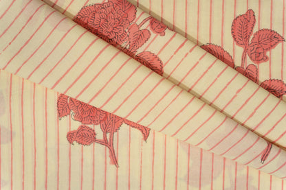 BUTTER CREAM BLOCK PRINTED COTTON FABRIC-HF5306