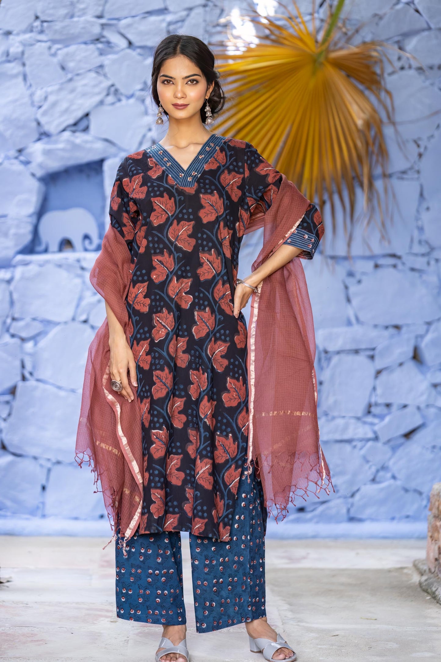 Designer Bagru 3-piece Kurta Set-KS623