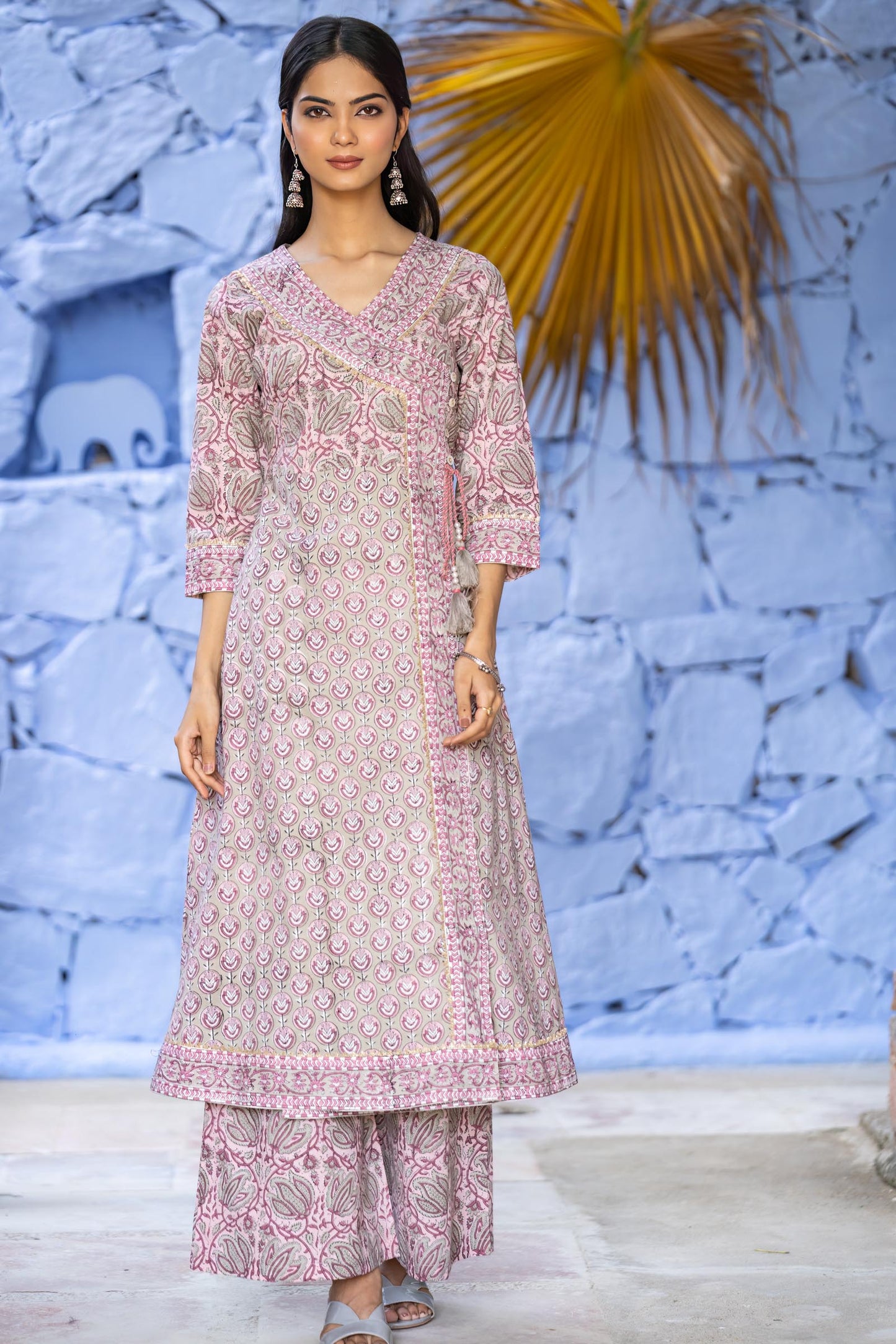 Grey Liliac Cotton Kurta Palazzo Set-KS625