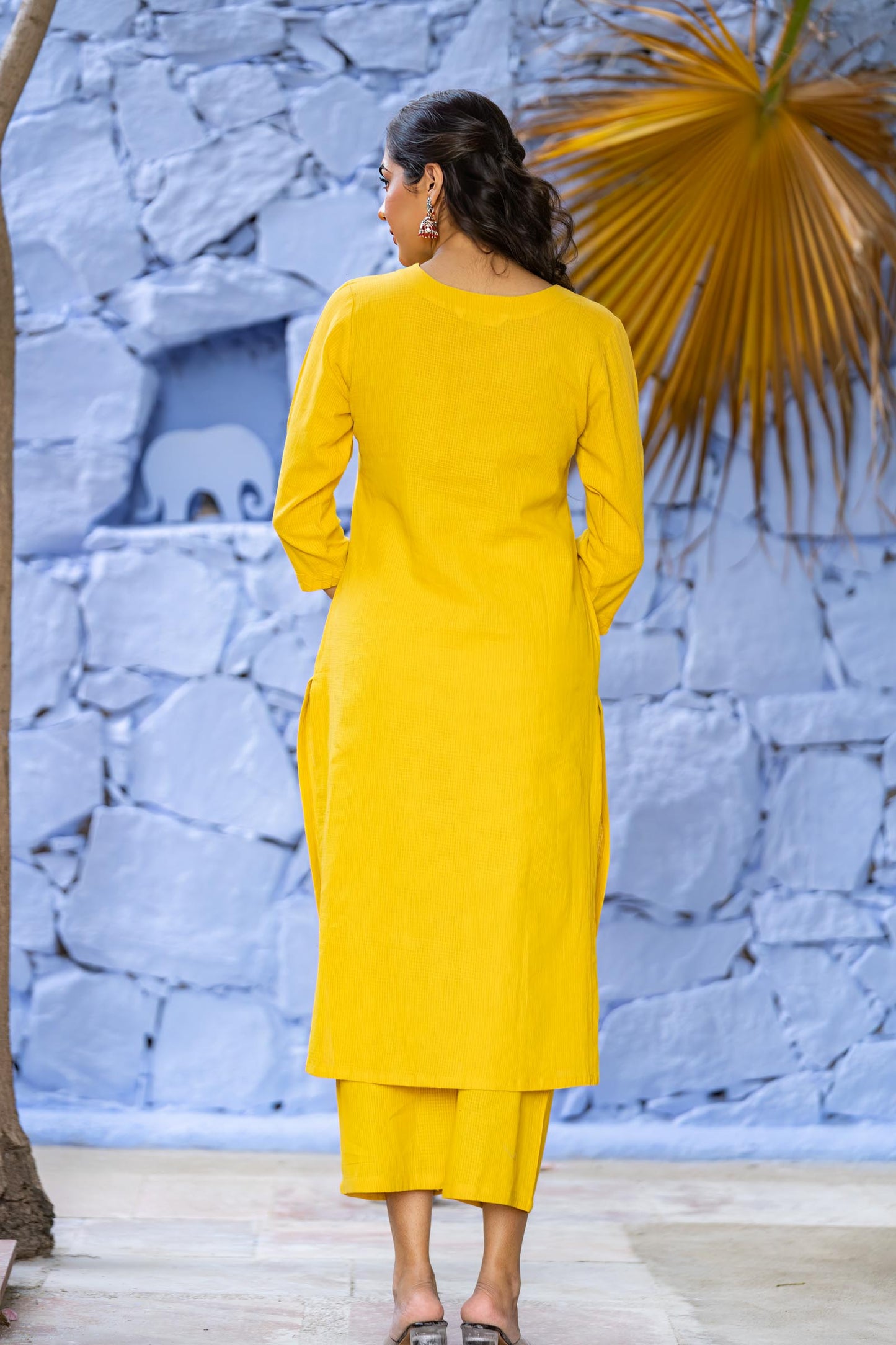 Golden Yellow Khari Cotton Kurta Set-KS667