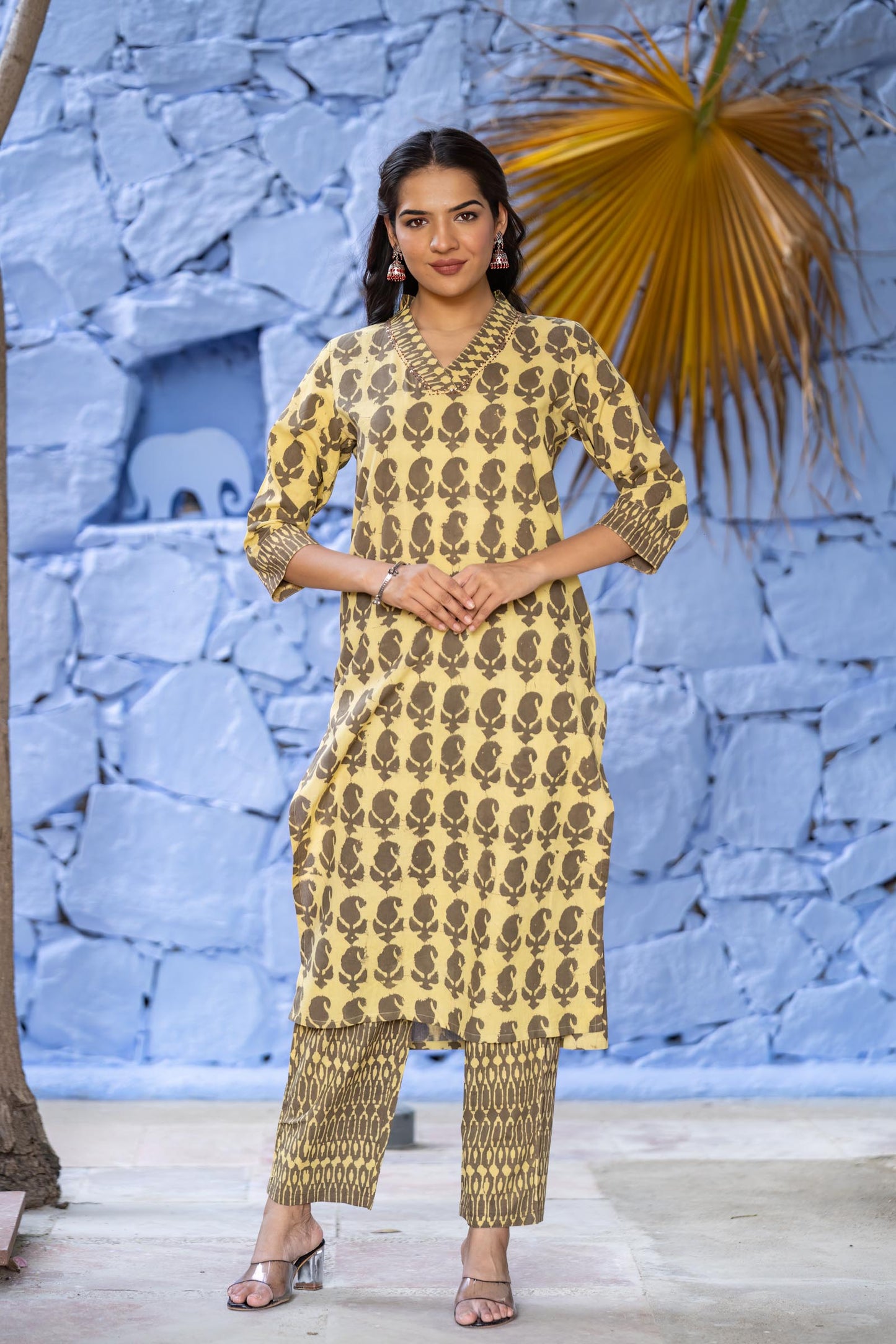 Bagru Paisley Cotton Kurta Set-KS659