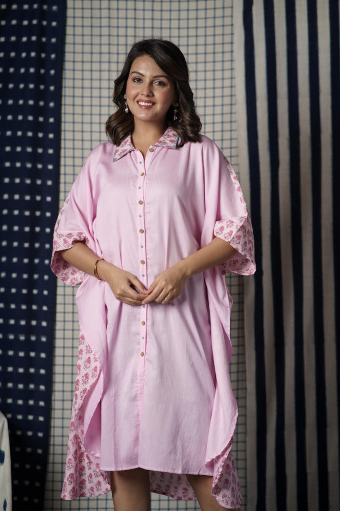 Pink Shirt Kaftan-NVK483