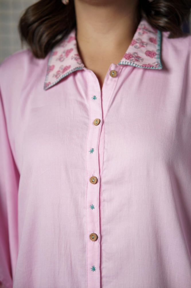 Pink Shirt Kaftan-NVK483