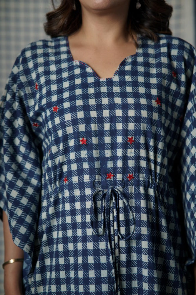 Indigo Checks Kaftan-NVK503