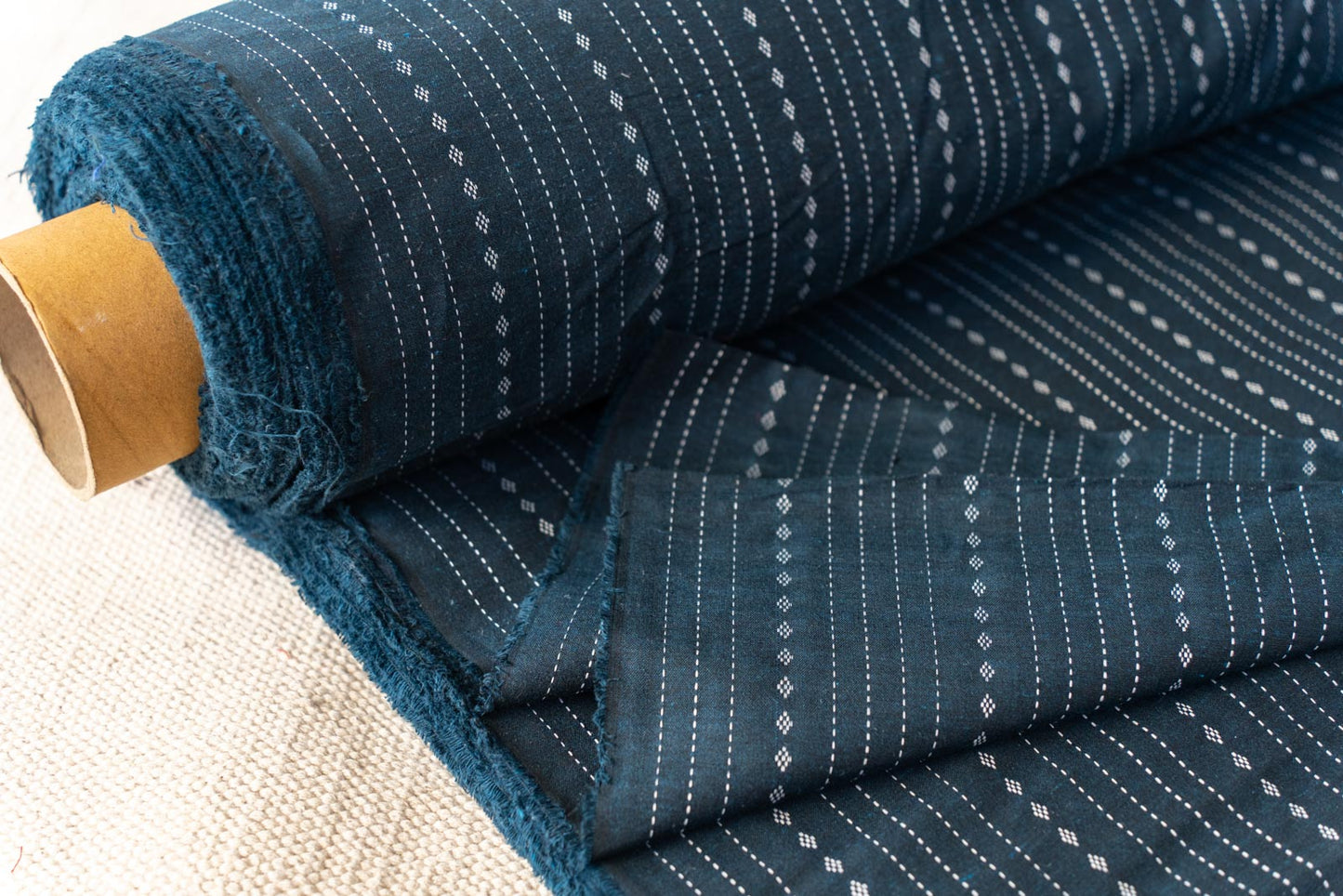 BLUE STRIPED KHARI COTTON BLEND DOBBY FABRIC-HF6239