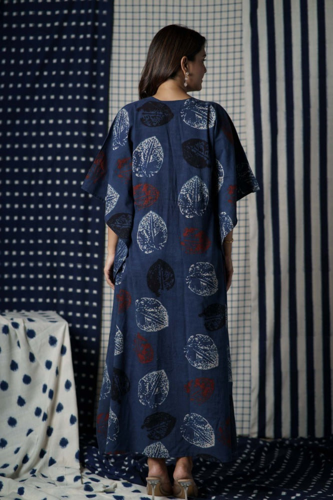 Indigo Ajrakh Kaftan-NVK505