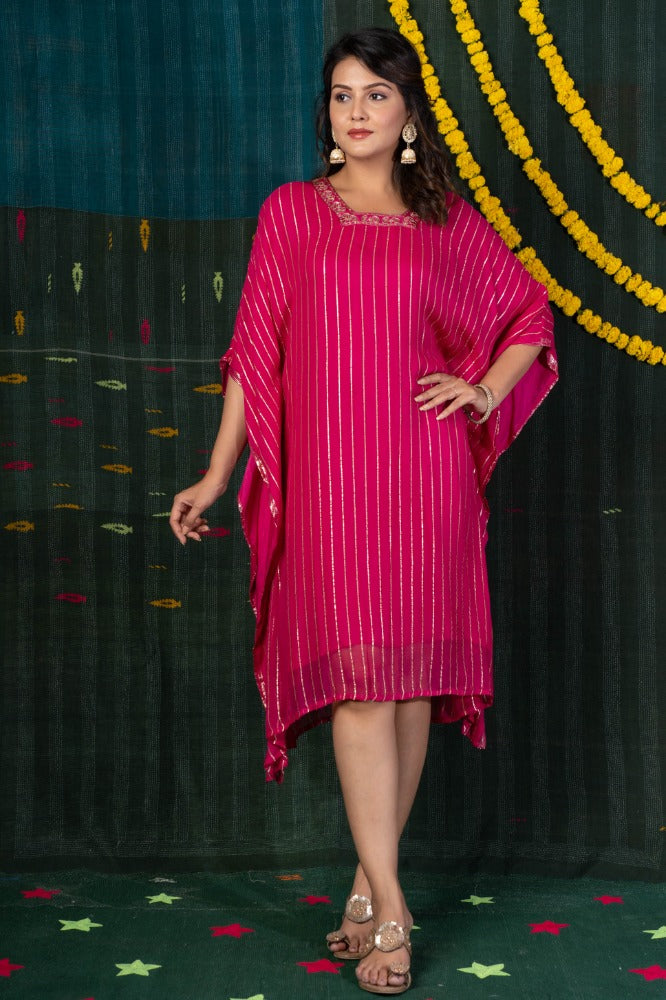 PINK ZARI EMBROIDERED KAFTAN-NVK512