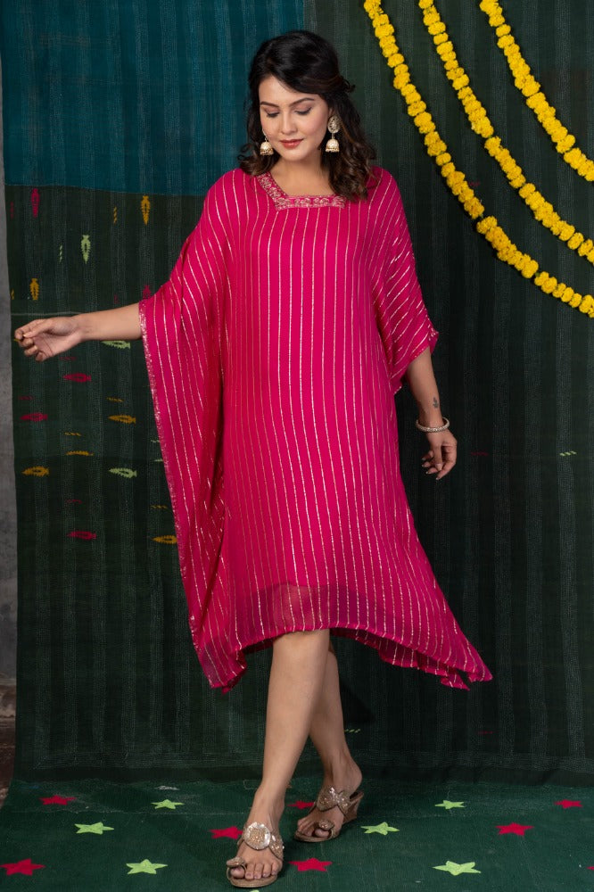 PINK ZARI EMBROIDERED KAFTAN-NVK512