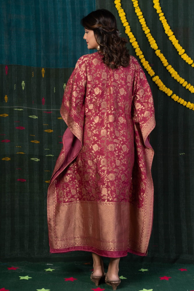 MAROON ZARI KAFTAN-NVK514