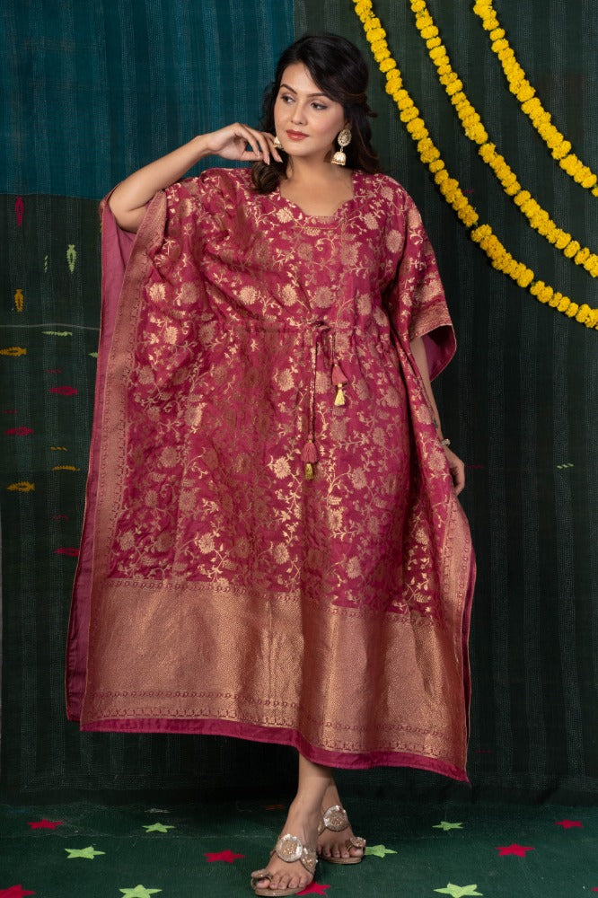 MAROON ZARI KAFTAN-NVK514