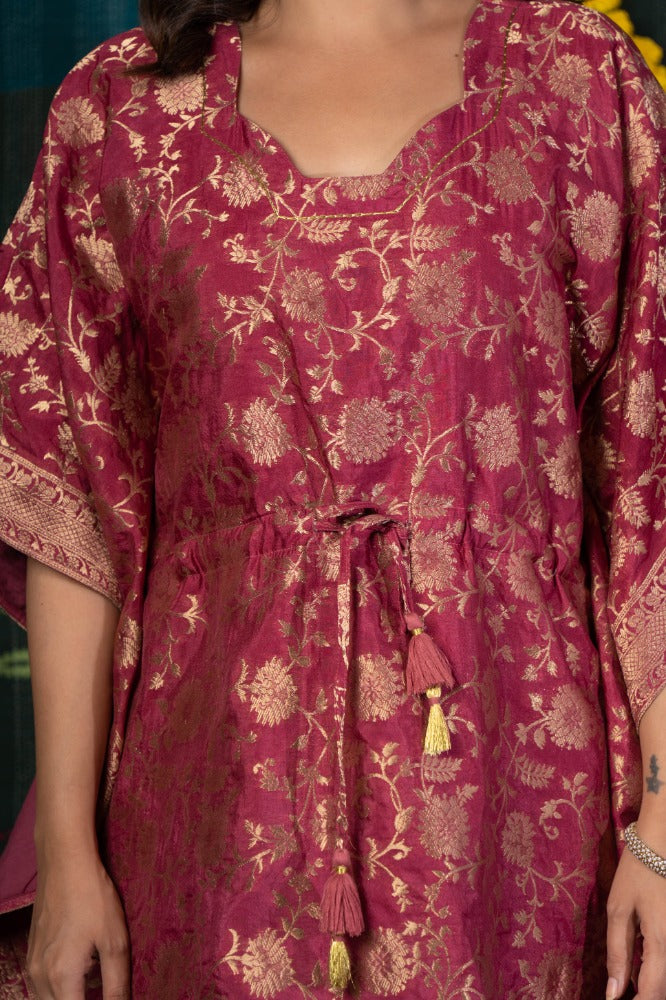 MAROON ZARI KAFTAN-NVK514