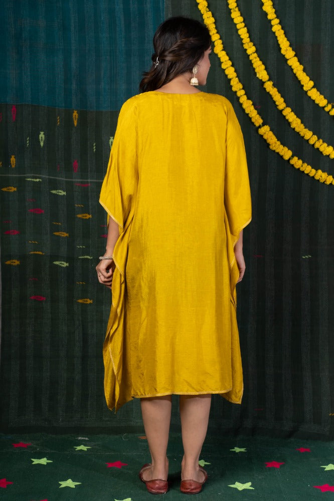 GOLDEN MUSTARD EMBROIDERED KAFTAN-NVK510