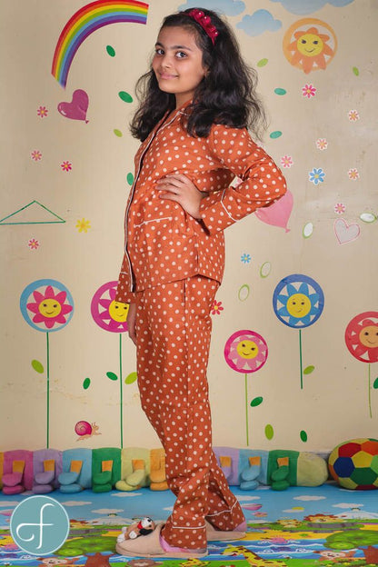 Chocolate Brown Kids Cotton Night Suit- NVKNS22