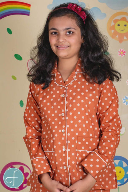Chocolate Brown Kids Cotton Night Suit- NVKNS22