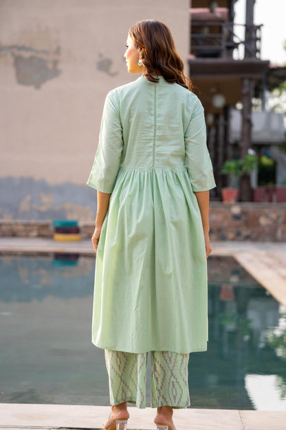 GREEN LACE KURTA-NVKS688
