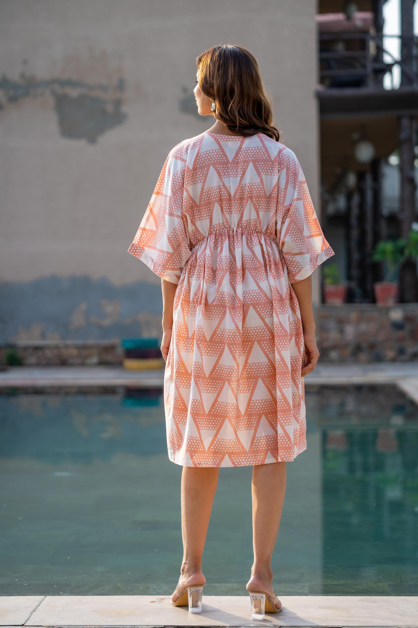 PARAFIT PEACH BLOCK PRINTED KAFTAN-NVK419