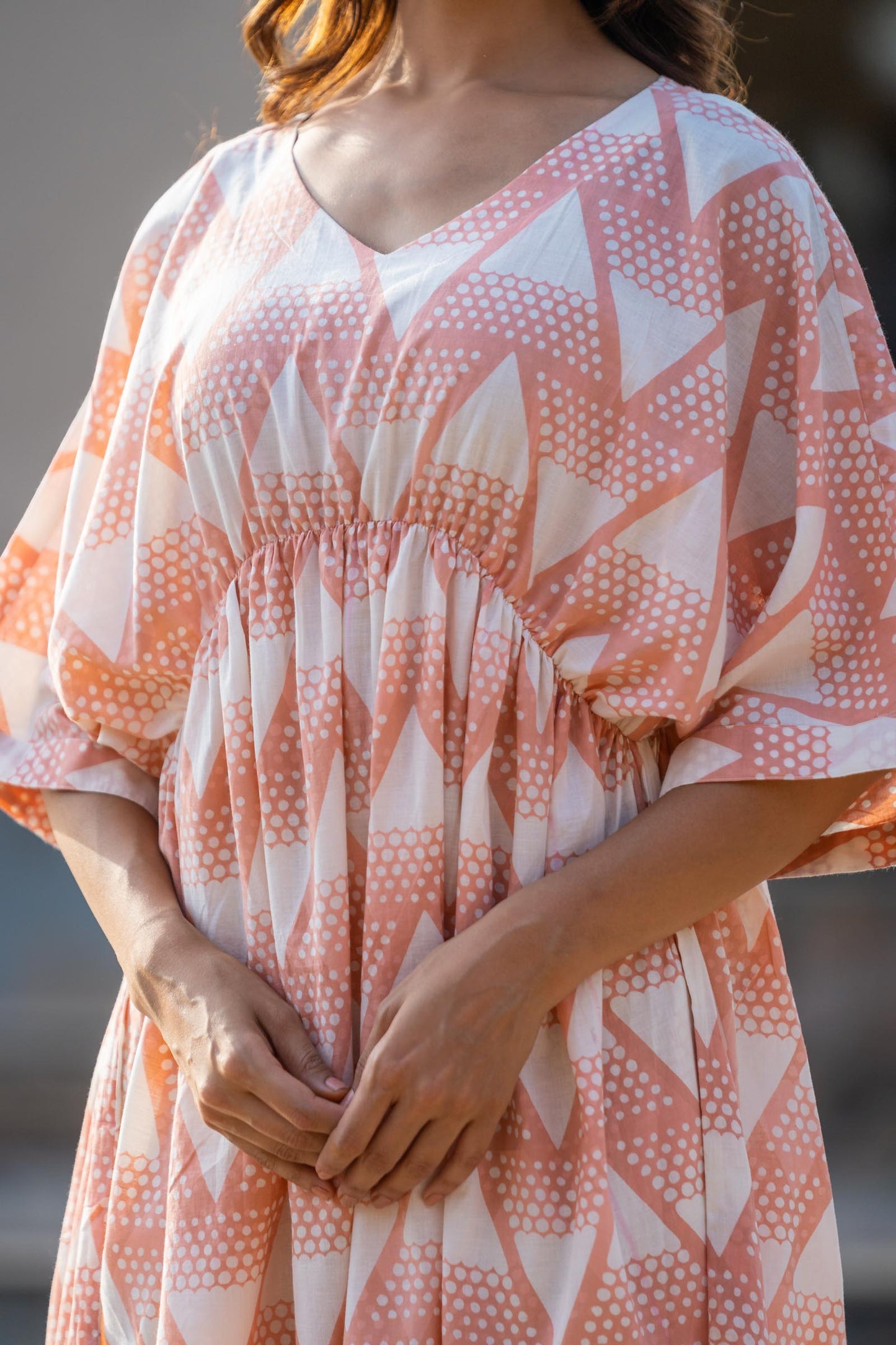 PARAFIT PEACH BLOCK PRINTED KAFTAN-NVK419