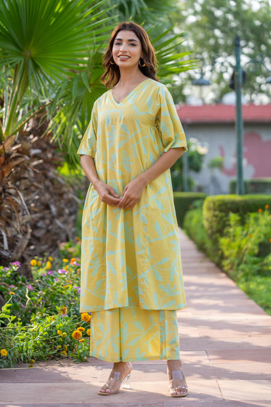 YELLOW BLUE DESIGNER PALAZZO SET-NVKS677