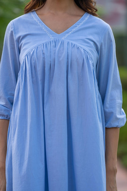 PASTEL BLUE KANTHA KURTA-NVKS685