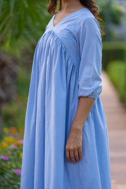 PASTEL BLUE KANTHA KURTA-NVKS685