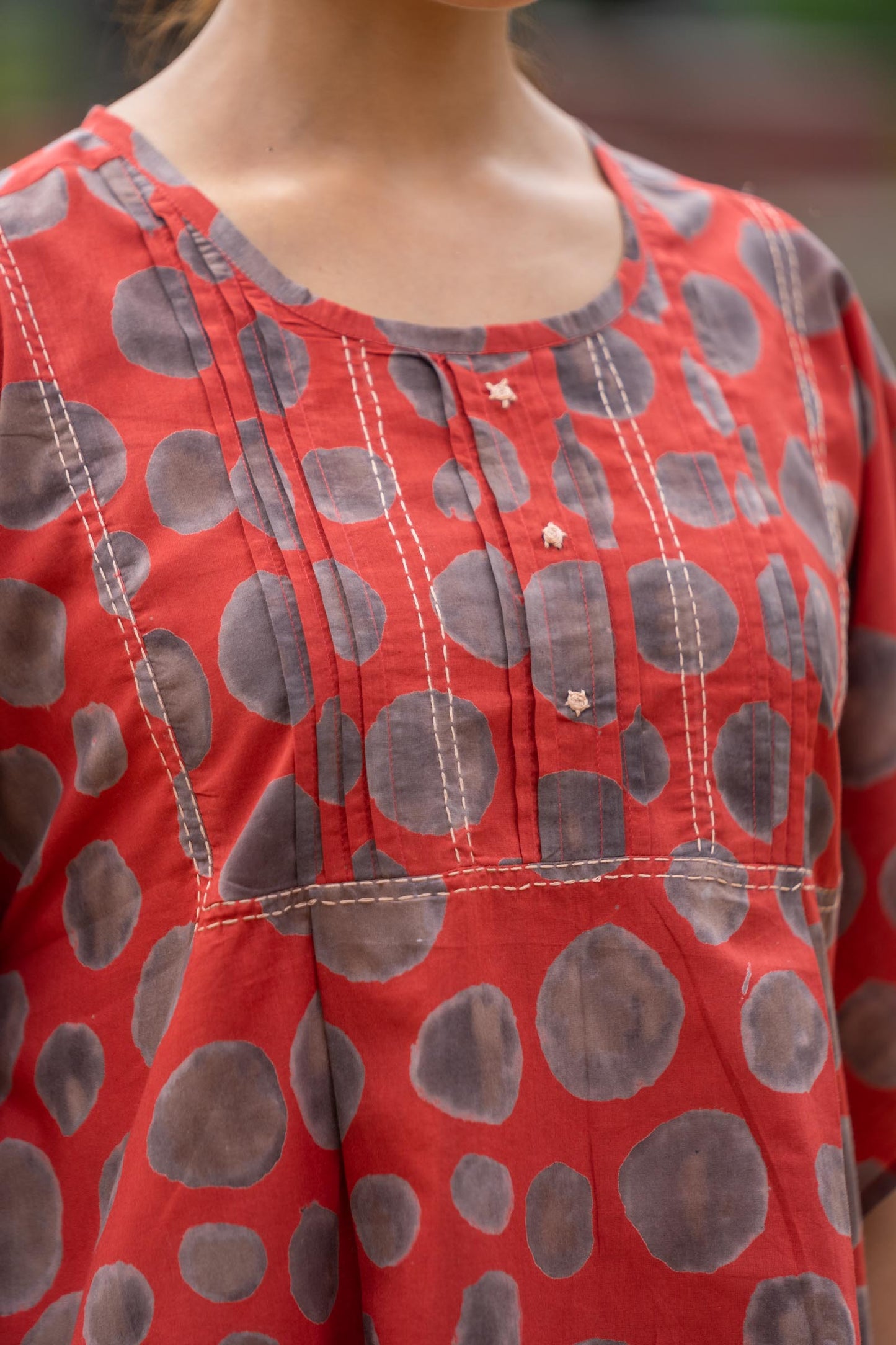 RUST RED PRINTED KAFTAN TOP-NVK427