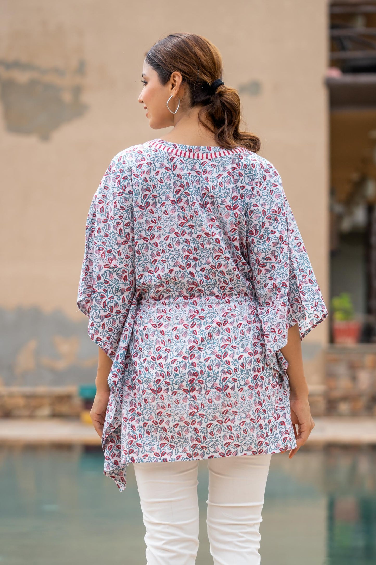 FLORAL BLOCK PRINTED KAFTAN TOP-NVK426