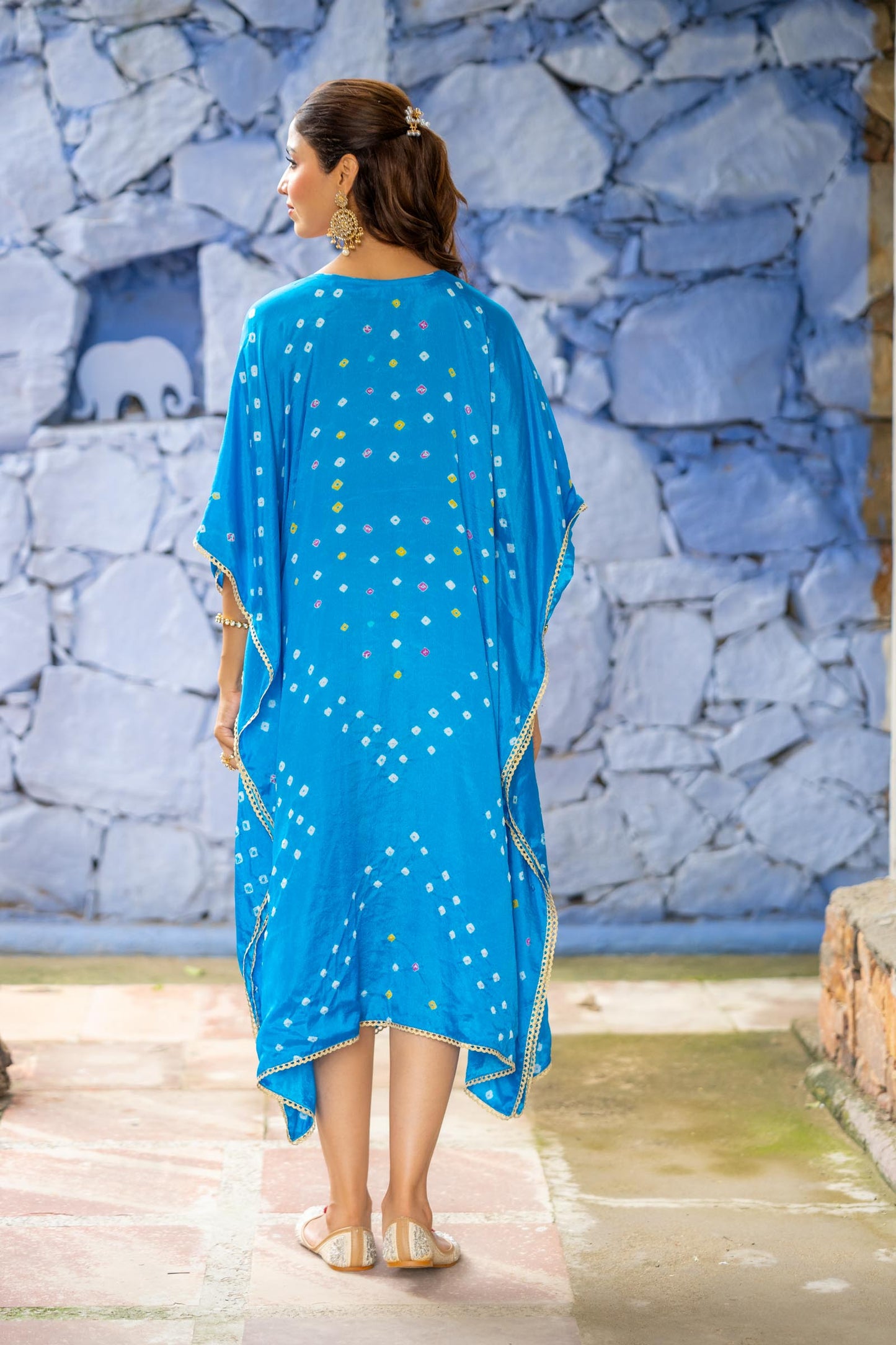 BLUE BANDHEJ KAFTAN-NVK432