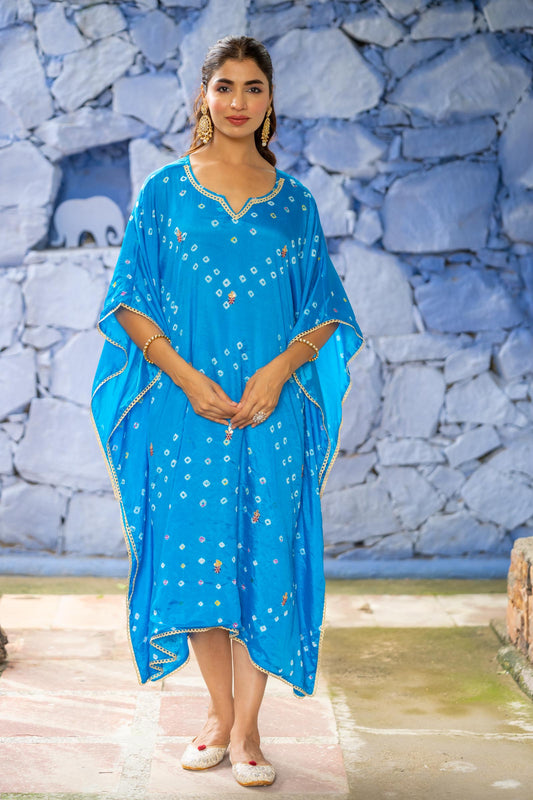 BLUE BANDHEJ KAFTAN-NVK432