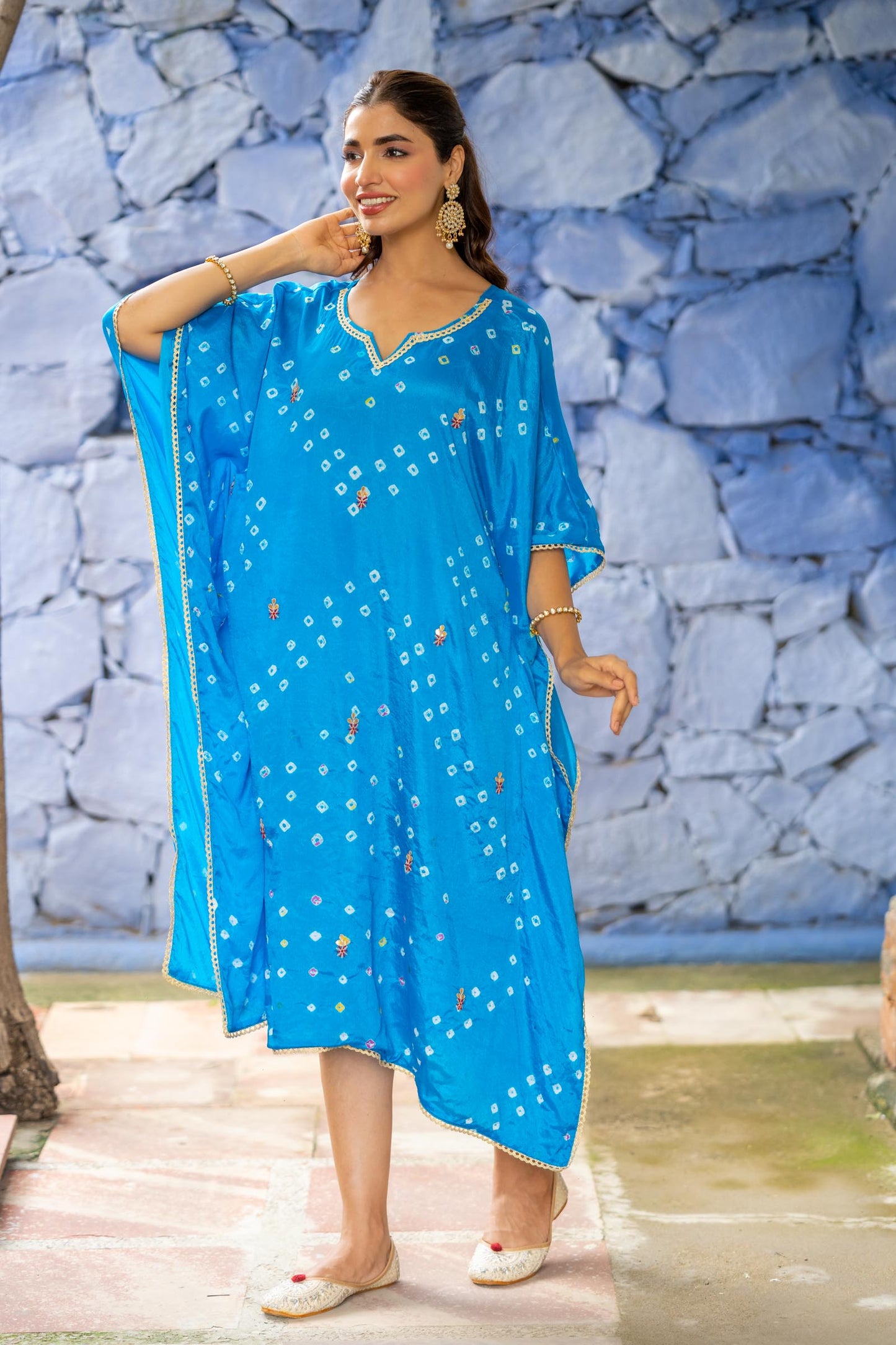 BLUE BANDHEJ KAFTAN-NVK432