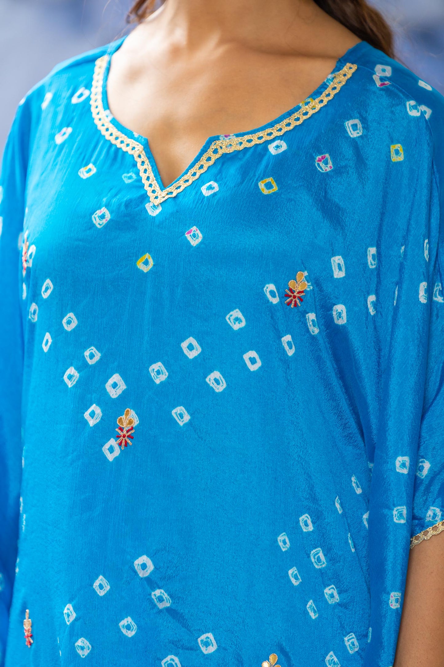 BLUE BANDHEJ KAFTAN-NVK432