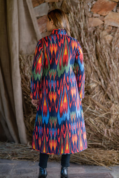Multicolor Printed Long Jacket-NVQJ499