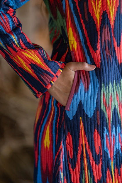 Multicolor Printed Long Jacket-NVQJ499