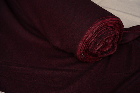 WINE RED HERRING BONE TWEED WOOL FABRIC-HF6282