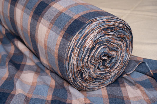 MULTICOLOR CHECKS TWEED WOOL FABRIC-HF6287