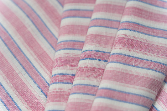 PINK STRIPED POWERLOOM KHARI COTTON FABRIC-HF6328