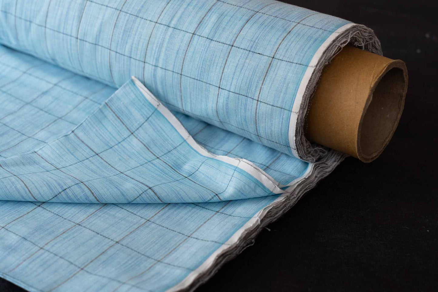 BLUE CHECKS KHARI COTTON BLEND FABRIC(2.25 Mtr)-NVHF6213