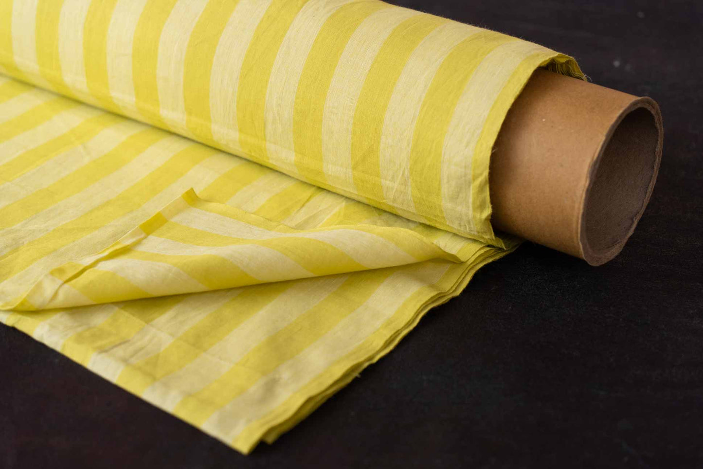 YELLOW STRIPED HANDLOOM KHARI COTTON FABRIC-NVHF6143