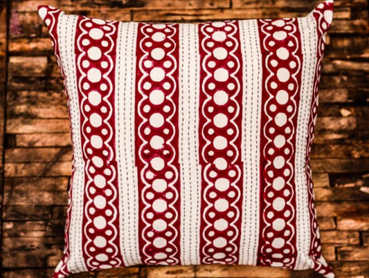 HAND BLOCK PRINT KANTHA PILLOWS ONLINE-BC07