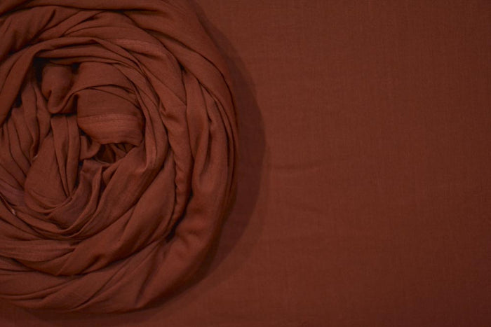 CHOCO BROWN COTTON MULMUL/VOILE FABRIC-HF4523