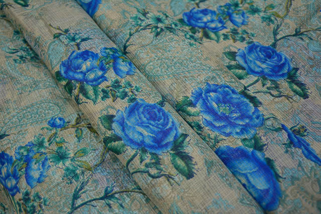 BLUE FLORAL KOTA DORIA FABRIC-HF2721