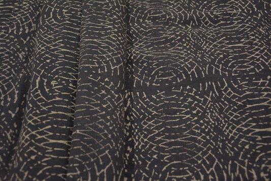 UPHOLSTERY LEAD GREY BLOCK PRINTED FABRIC-UF62